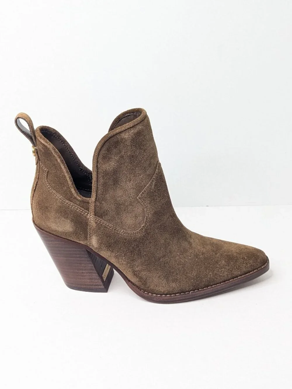 Vince Camuto Phaidra Western Ankle Boots Brown Suede Womens 8.5